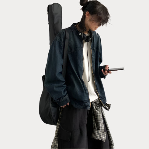 Premium Street Punk Hip Hop Denim Jacket – Oversized Urban Outerwear for Spring & Autumn